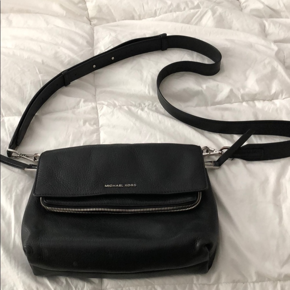 Michael Kors black leather cross body bag